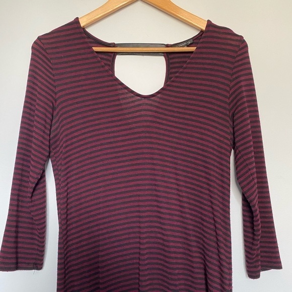 DYNAMITE Burgundy Black Striped Tunic - Picture 2 of 8